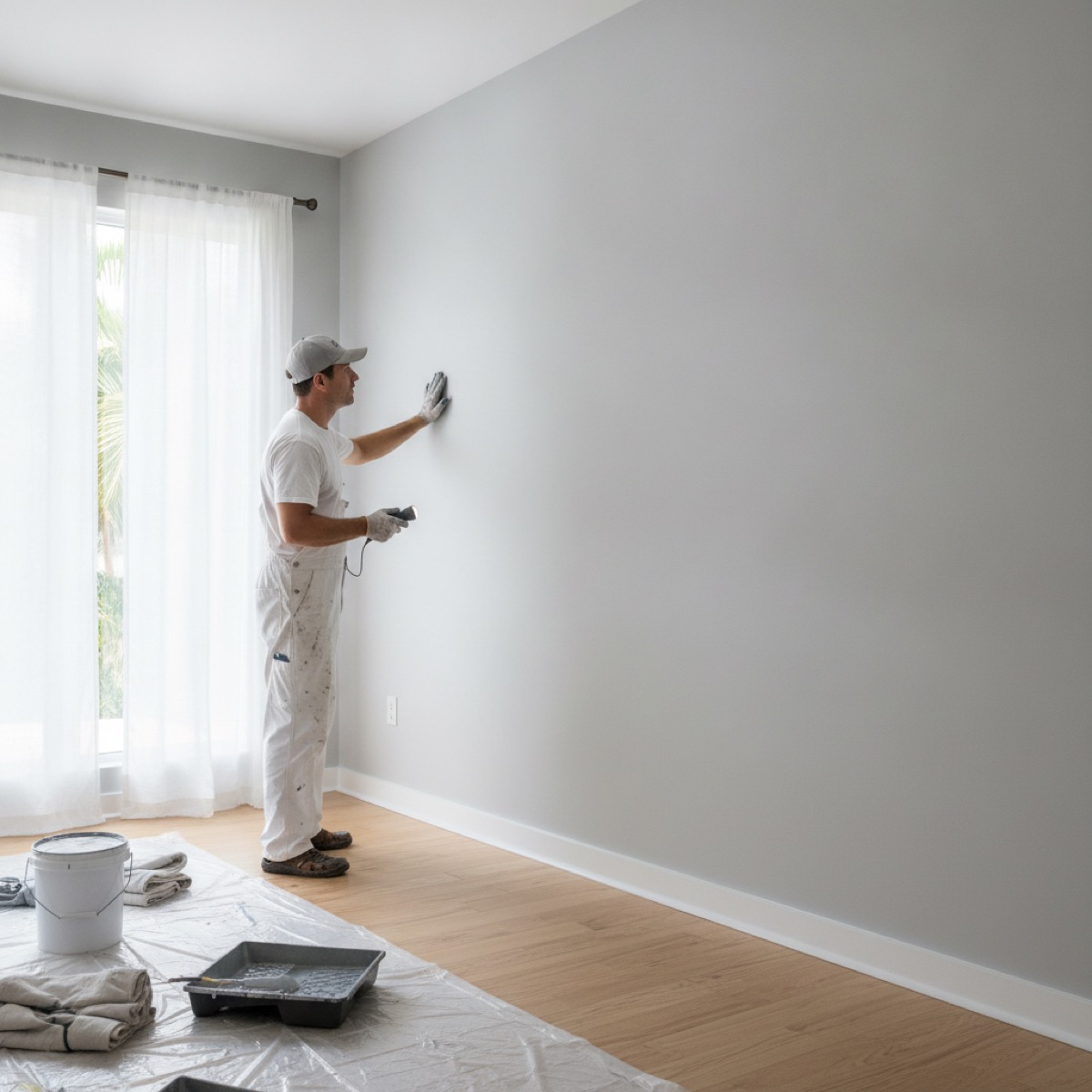 Finished mold-free painted wall with a clean smooth finish