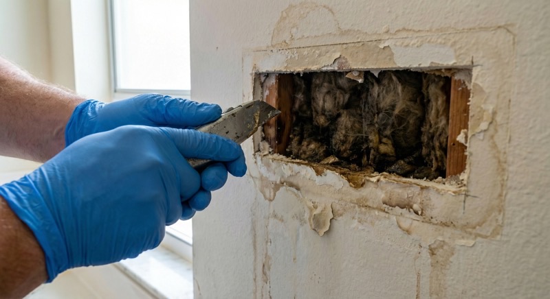 Water damaged drywall restoration