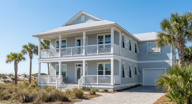 Coastal exterior painting in Flagler Beach FL - salt-air resistant UV coating on Florida beach house - JPL Painting