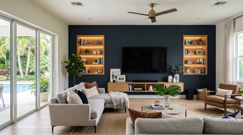 Living room accent wall painting New Smyrna Beach FL