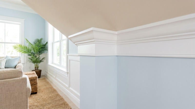 Living room trim and crown molding painting New Smyrna Beach