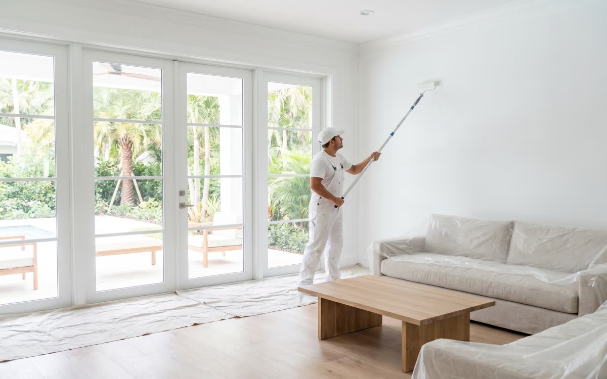 Interior painting in Daytona Beach FL home - fresh white walls with natural light - JPL Painting