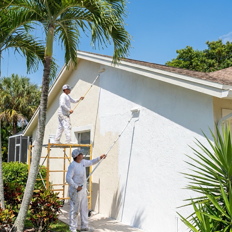 Elastomeric coating on stucco in New Smyrna Beach FL